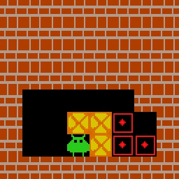 Sokoban puzzle at a critical step of the solution.
